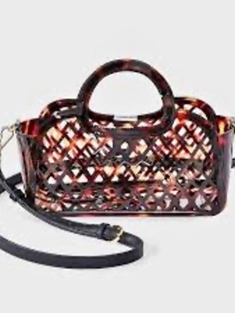 A New Day Jelly Mini Cage Tote Crossbody Bag Brown